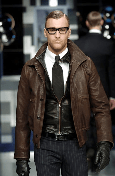 FW2005 Dolce & Gabbana Military Double Leather Heavy Jacket (L) 1