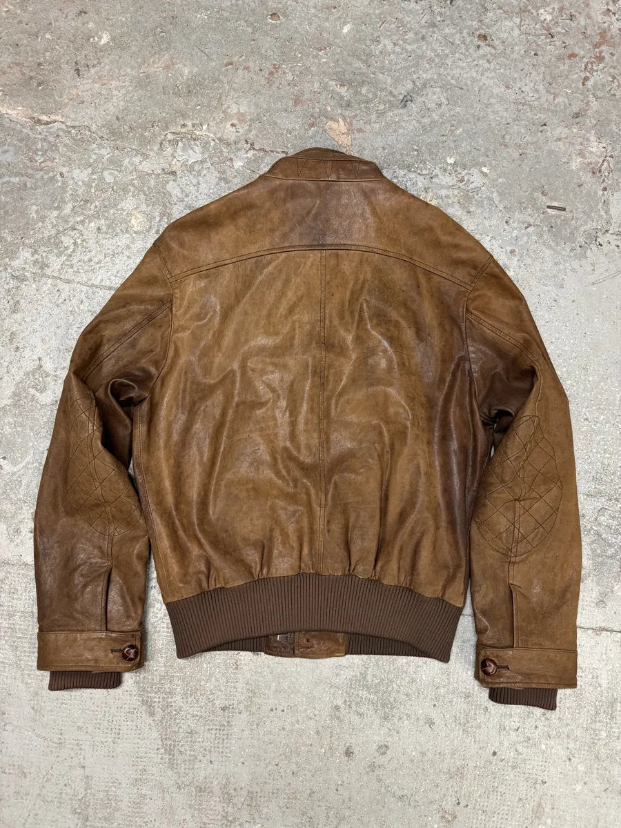 FW2005 Dolce & Gabbana Military Double Leather Heavy Jacket (L) 3