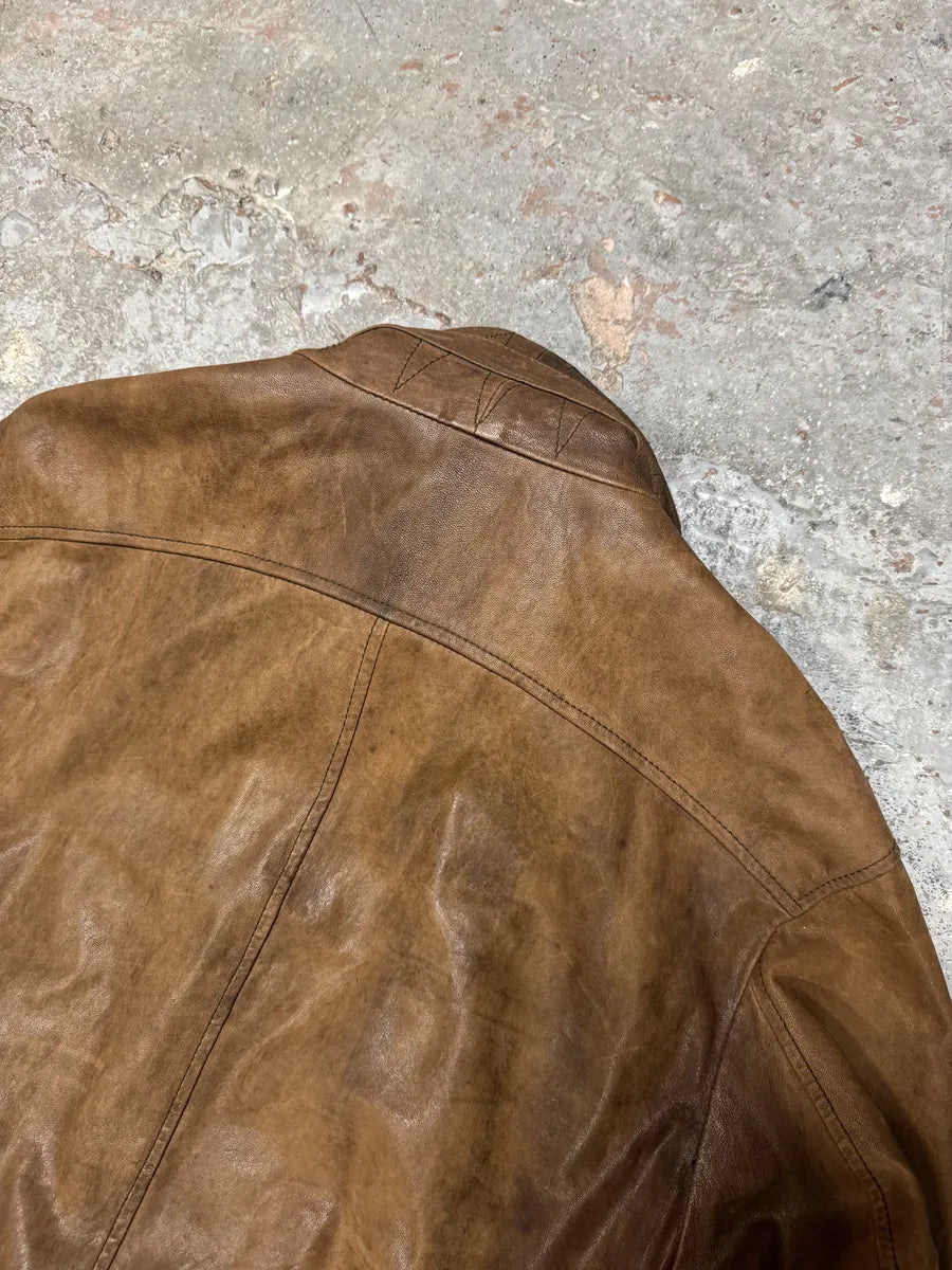 FW2005 Dolce & Gabbana Military Double Leather Heavy Jacket (L) 4