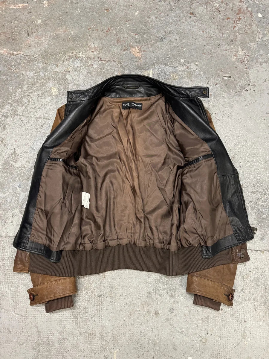 FW2005 Dolce & Gabbana Military Double Leather Heavy Jacket (L) 6