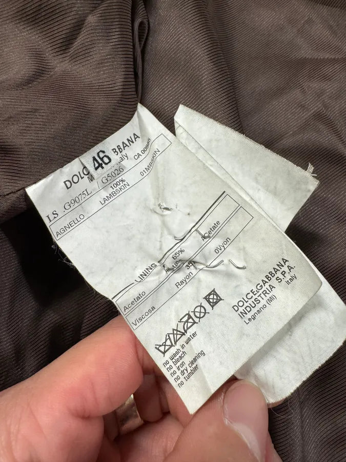 FW2005 Dolce & Gabbana Military Double Leather Heavy Jacket (S) 12