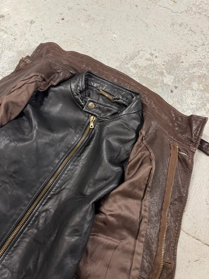 FW2005 Dolce & Gabbana Military Double Leather Heavy Jacket (S) 6