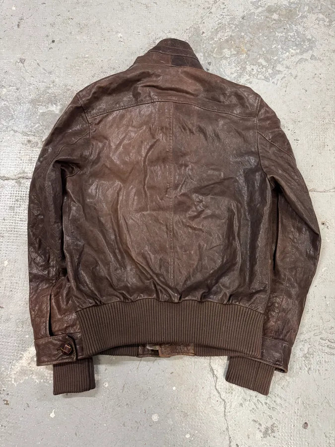 FW2005 Dolce & Gabbana Military Double Leather Heavy Jacket (S) 7