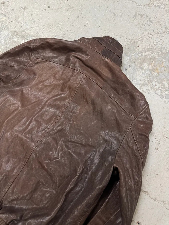 FW2005 Dolce & Gabbana Military Double Leather Heavy Jacket (S) 8