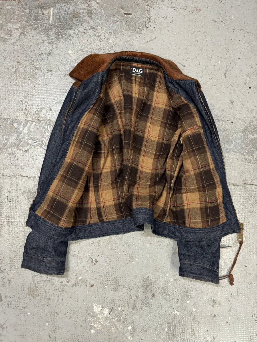 FW2005 Dolce & Gabbana Pony Hair Brut Denim Jacket ATuudBG 10