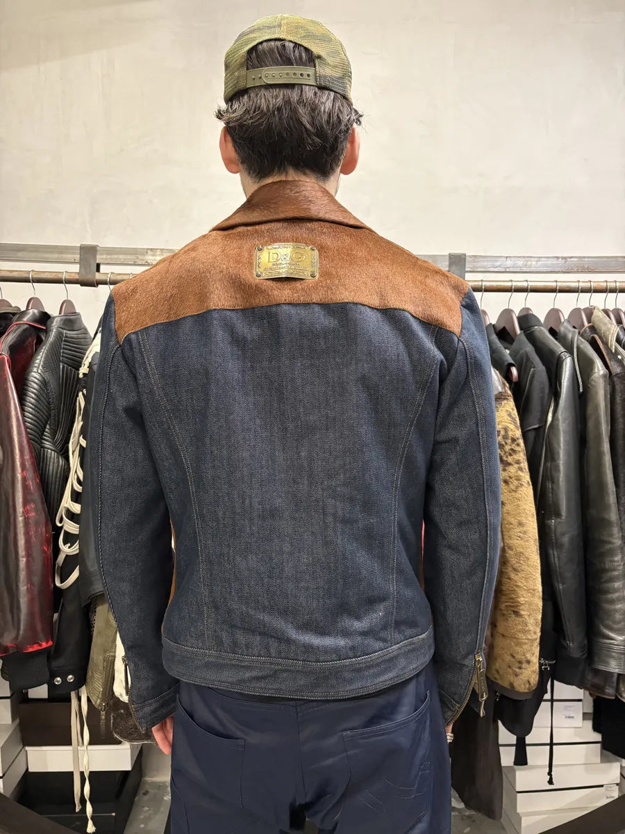 FW2005 Dolce & Gabbana Pony Hair Brut Denim Jacket ATuudBG 6