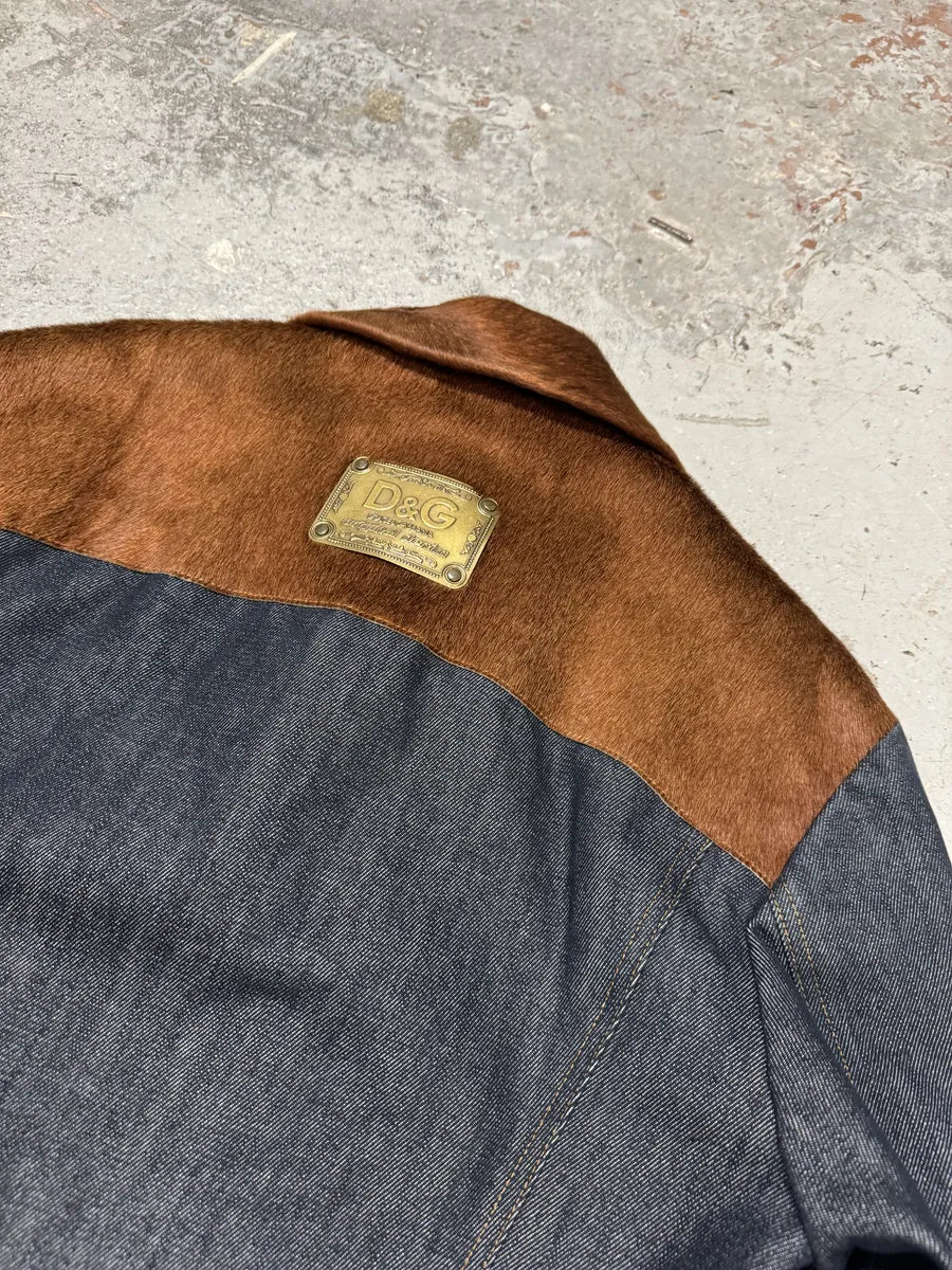 FW2005 Dolce & Gabbana Pony Hair Brut Denim Jacket ATuudBG 8