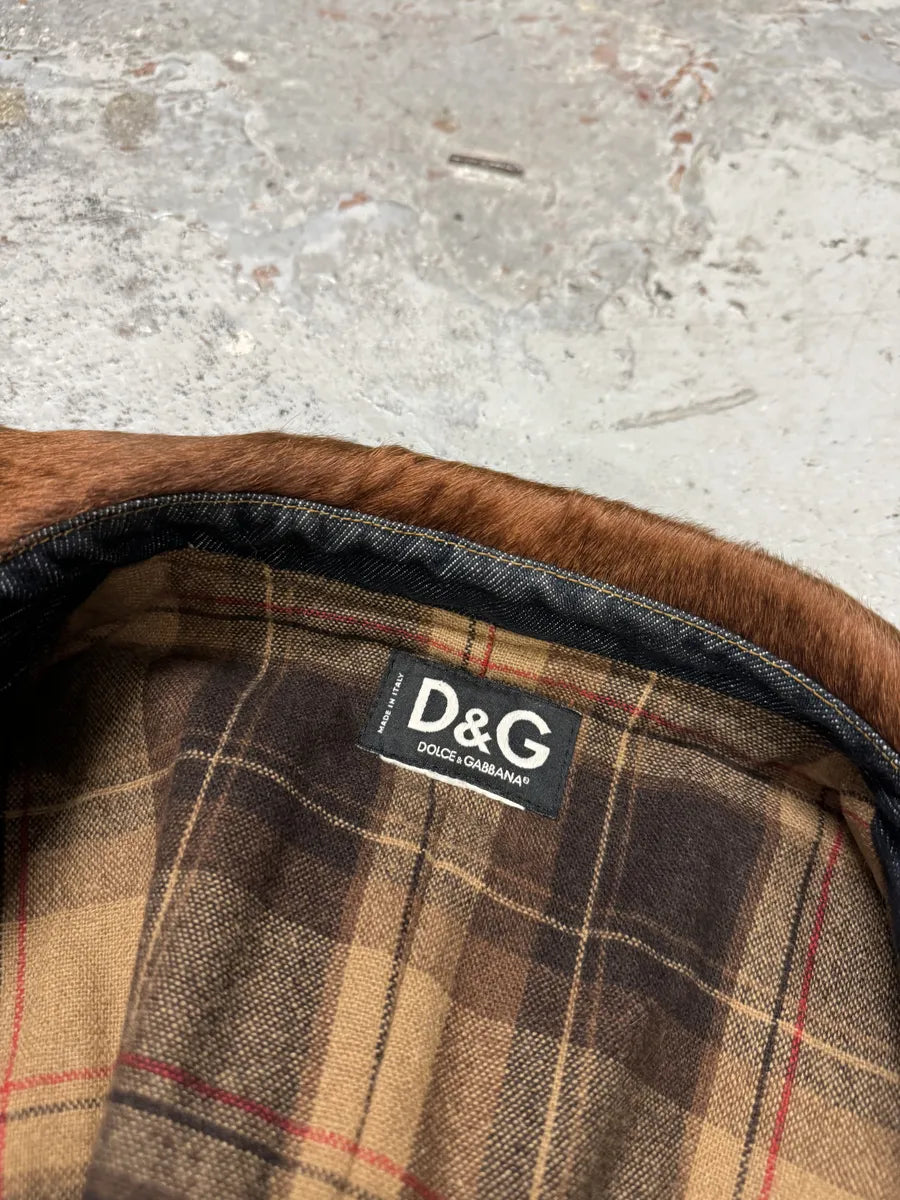 FW2005 Dolce & Gabbana Pony Hair Brut Denim Jacket ATuudBG 9