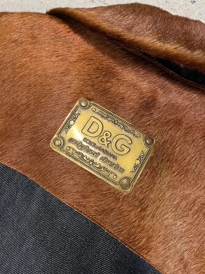 FW2005 Dolce & Gabbana Pony Hair Denim Jacket ozpwRMJ 7
