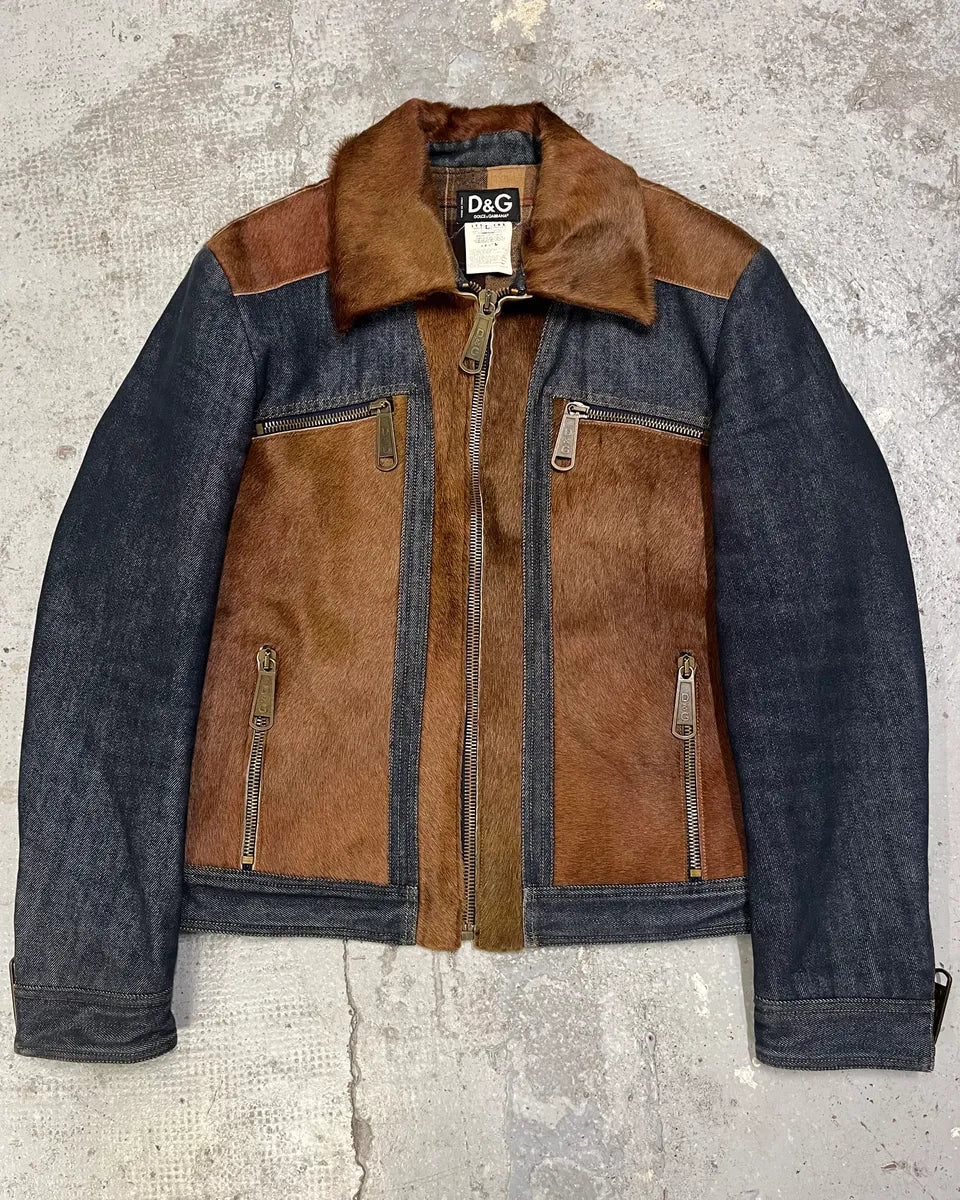 FW2005 Dolce & Gabbana Pony Hair Denim Jacket ozpwRMJ 0
