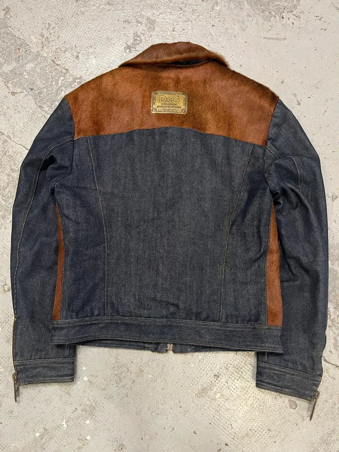 FW2005 Dolce & Gabbana Pony Hair Denim Jacket ozpwRMJ 6