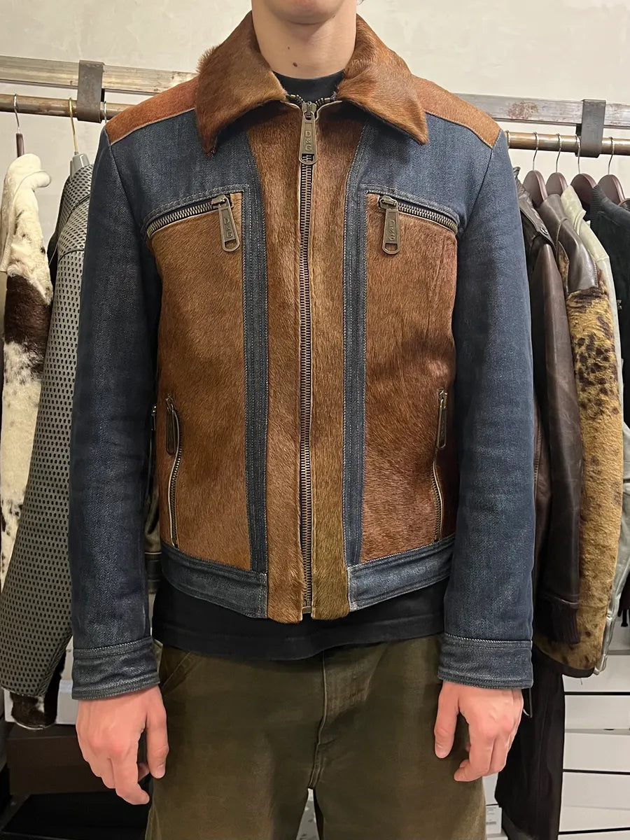 FW2005 Dolce & Gabbana Pony Hair Denim Jacket ozpwRMJ 1