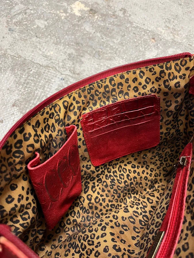 FW2005 Dolce & Gabbana Red Buckles Suede Leather Handle Bag (OS) rjYfMnY 8