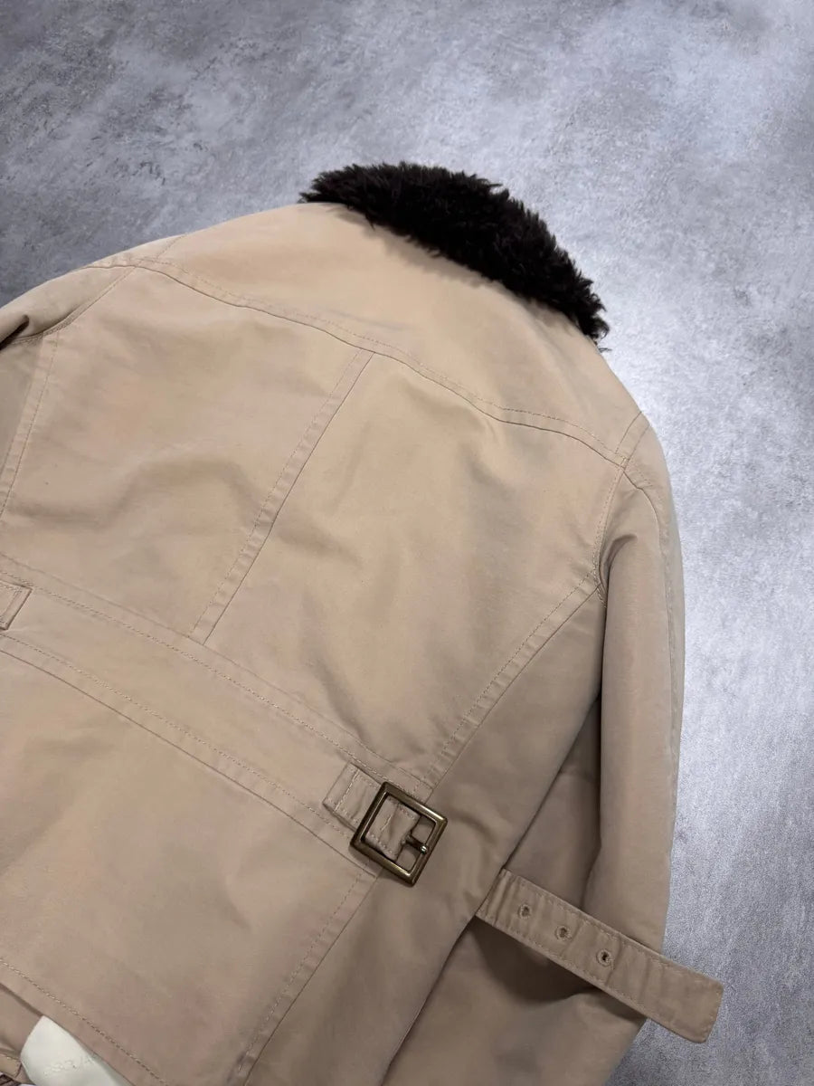 FW2005 Dsquared2 Astro Fur Collar Asymmetrical Beige Jacket PaNDVbd 5