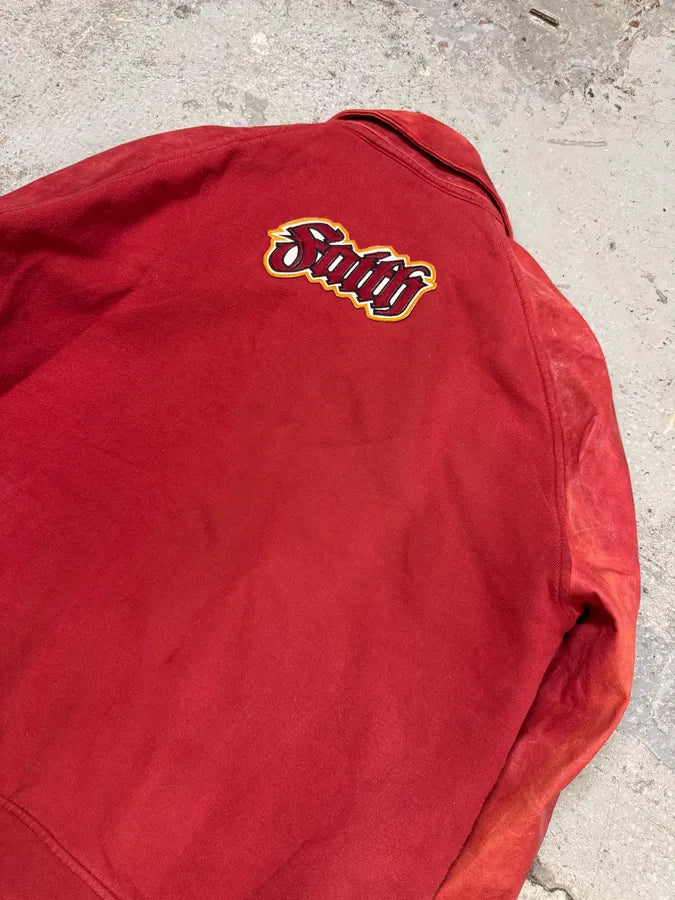FW2005 Dsquared2 Faith Red Hybrid Leather Varsity Jacket (L) gthJMmQ 6