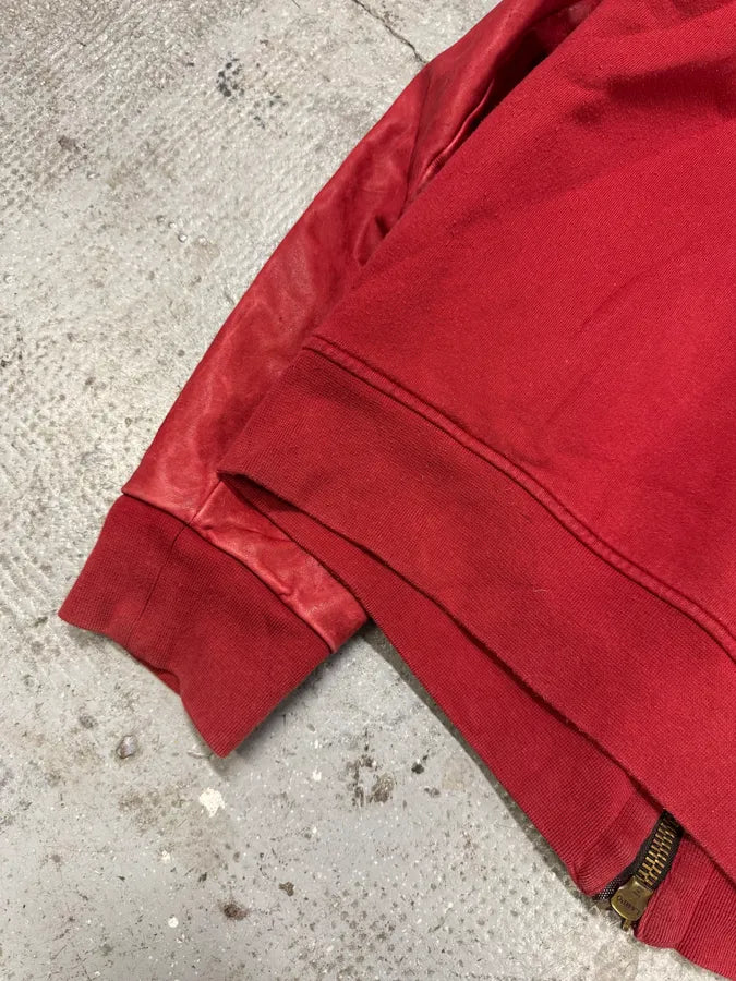 FW2005 Dsquared2 Faith Red Hybrid Leather Varsity Jacket (L) gthJMmQ 7