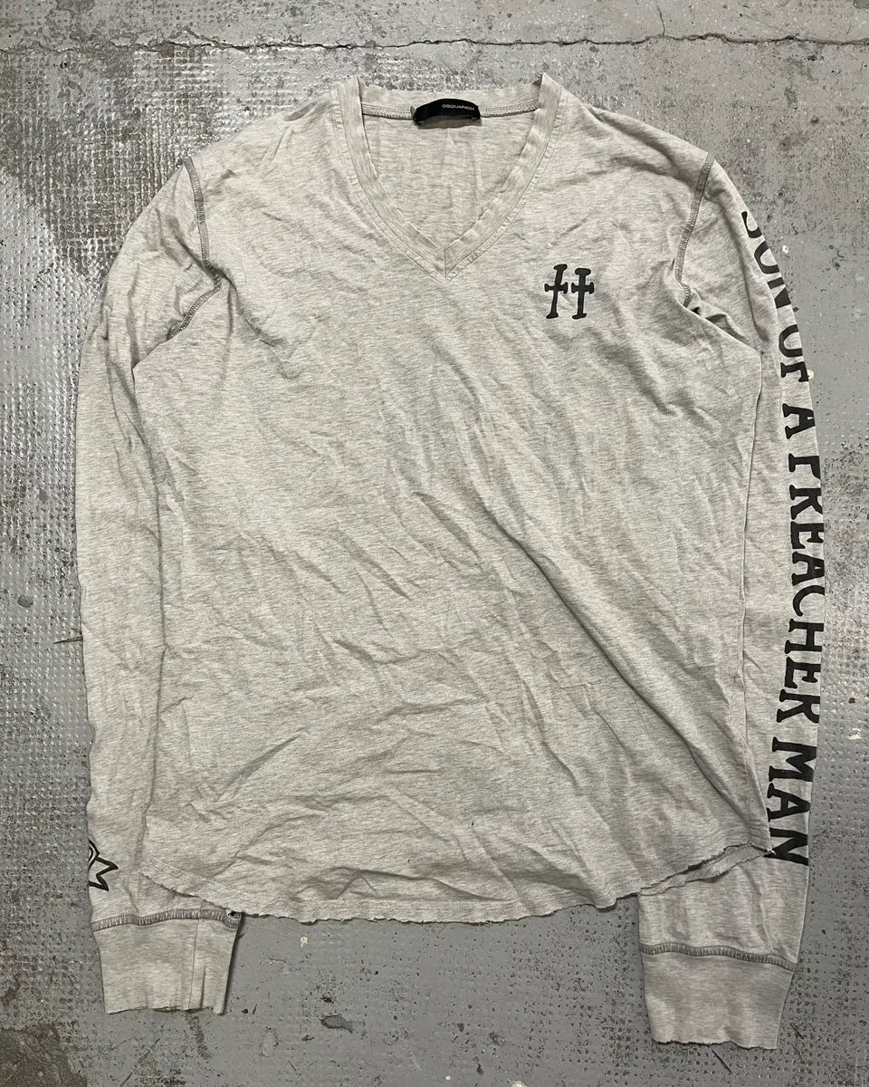 FW2005 Dsquared2 Grey V-Neck Longsleeves T-Shirt eRkjrvE 3