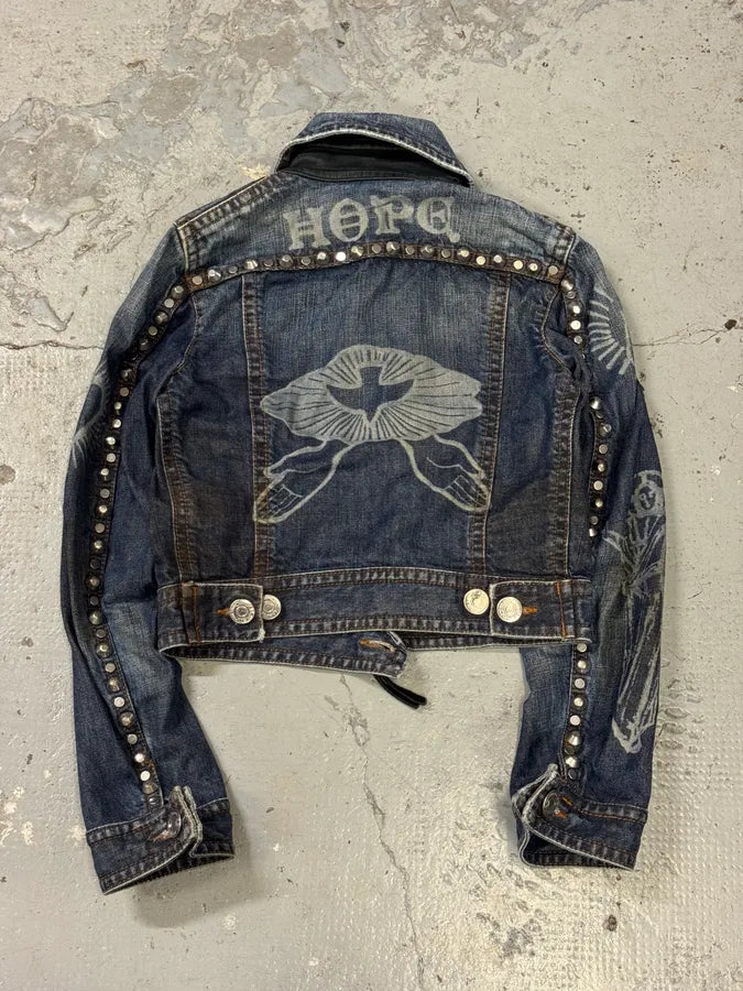 FW2005 Dsquared2 Jesus Lord Peace Cropped Denim Jacket nCFMGgX 2