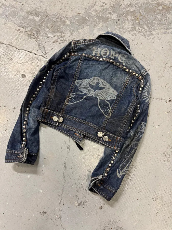 FW2005 Dsquared2 Jesus Lord Peace Cropped Denim Jacket nCFMGgX 4