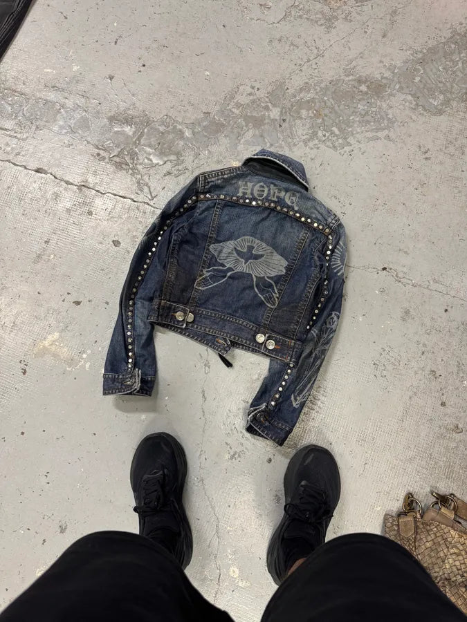 FW2005 Dsquared2 Jesus Lord Peace Cropped Denim Jacket nCFMGgX 6
