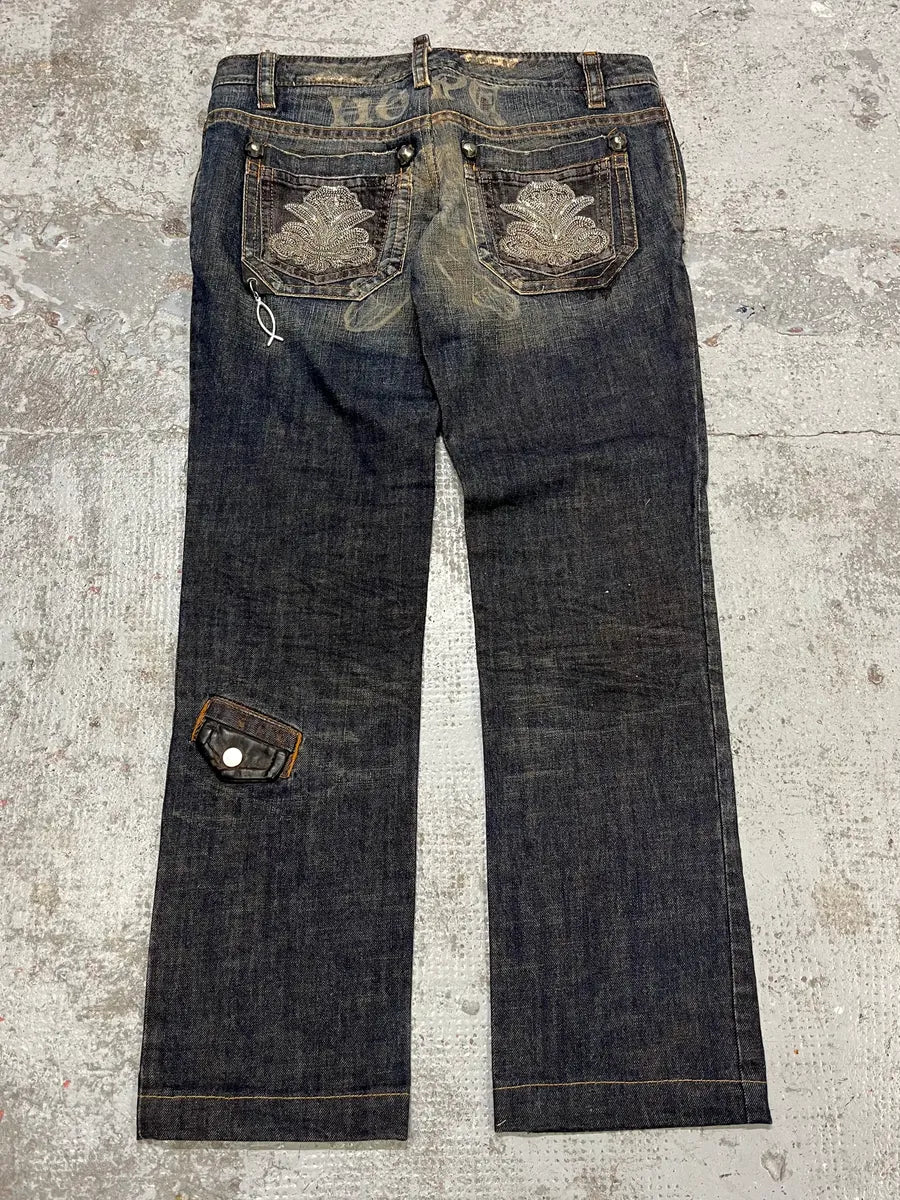 FW2005 Dsquared2 Jesus Lord Peace Low Waist Denim Jeans AJBiJUo 1