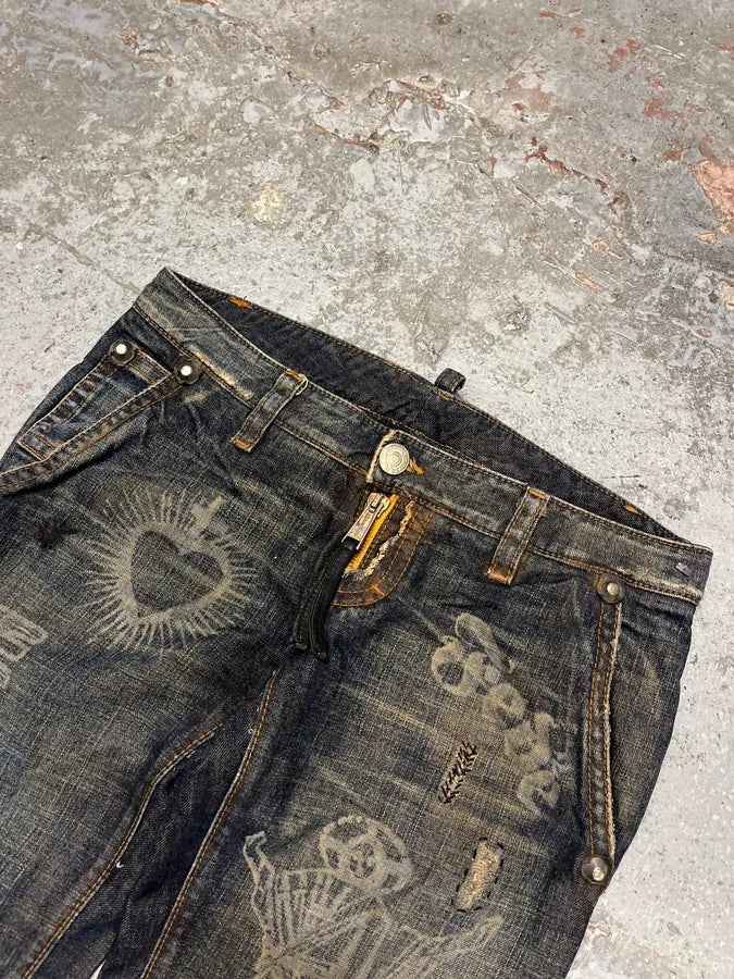 FW2005 Dsquared2 Jesus Lord Peace Low Waist Denim Jeans AJBiJUo 2