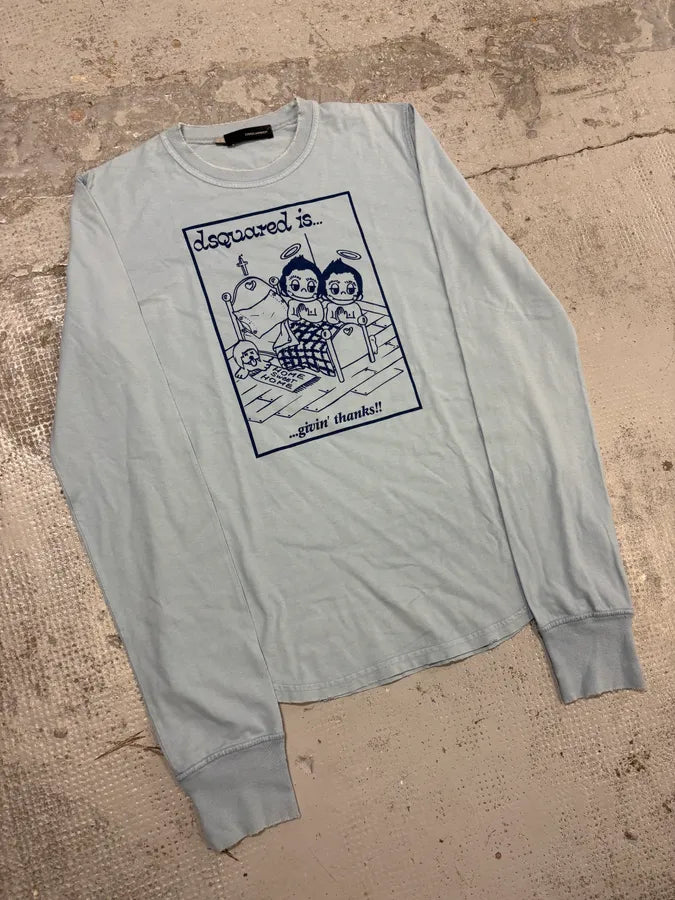 FW2005 Dsquared2 Light Blue Praying Angels Longsleeve T-Shirt XVfoVaS 3
