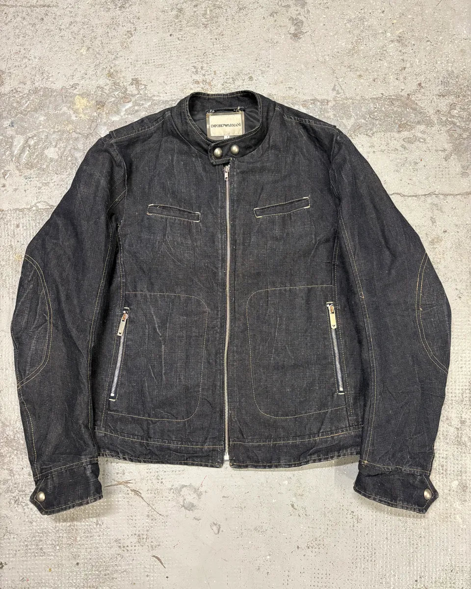 FW2005 Emporio Armani Biker Original Denim Jacket TKOTkUO 0