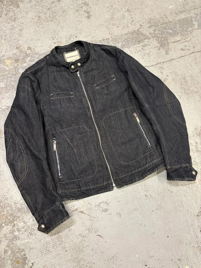 FW2005 Emporio Armani Biker Original Denim Jacket TKOTkUO 3