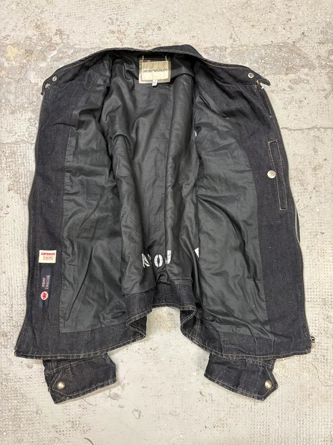 FW2005 Emporio Armani Biker Original Denim Jacket TKOTkUO 6
