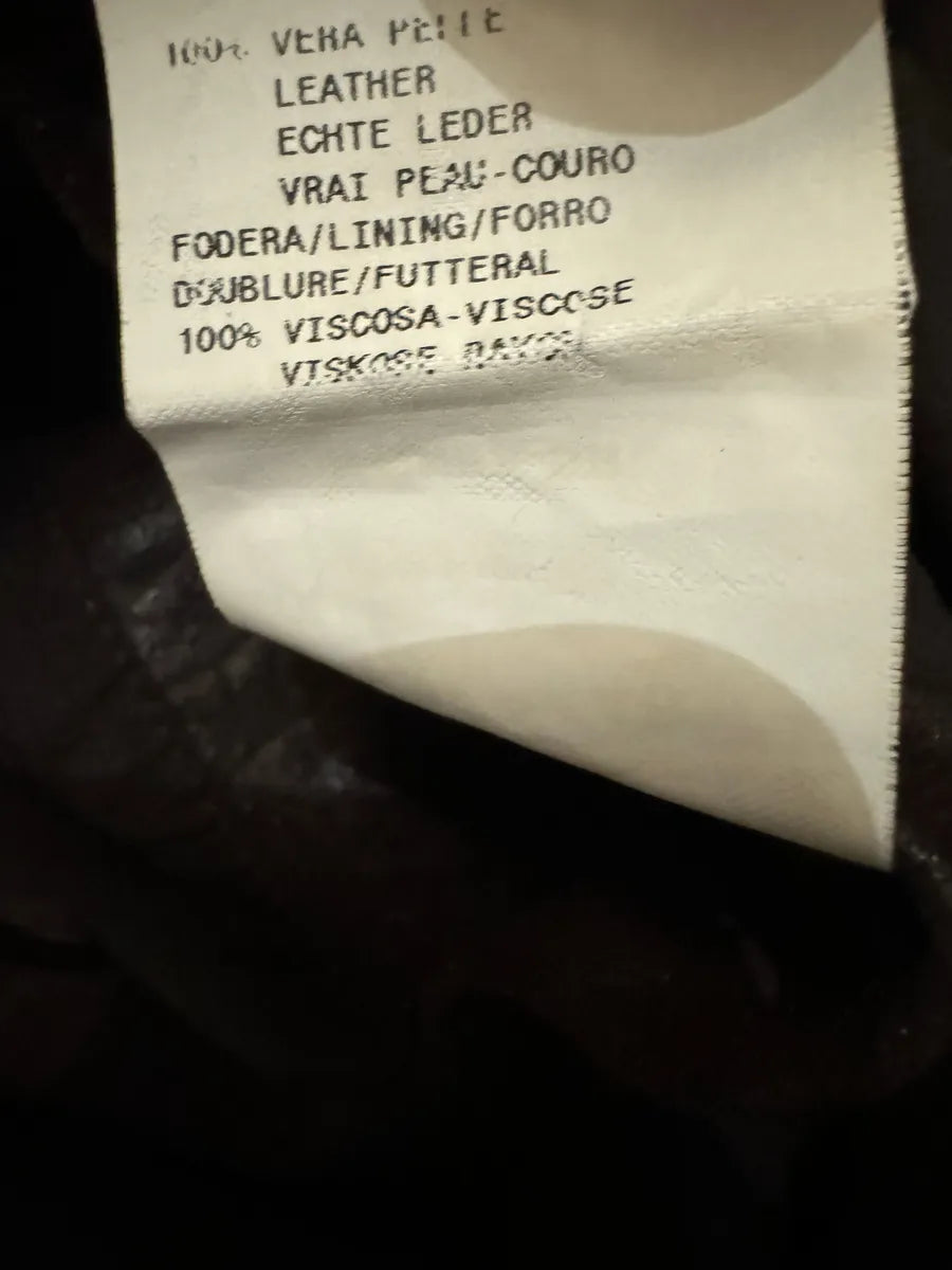 FW2005 Emporio Armani Brown Crocodile Effect Textured Leather Jacket SjZcvOe 5