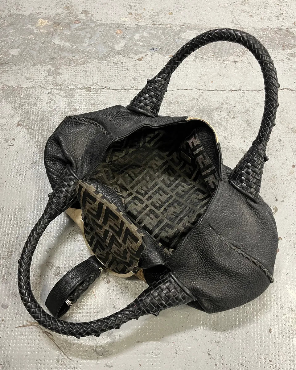 FW2005 Fendi Black & Beige Python Leather Spy Handle Bag SKdWOda 10