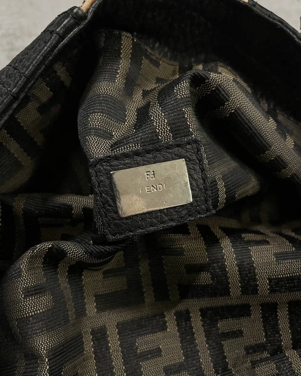 FW2005 Fendi Black & Beige Python Leather Spy Handle Bag SKdWOda 11