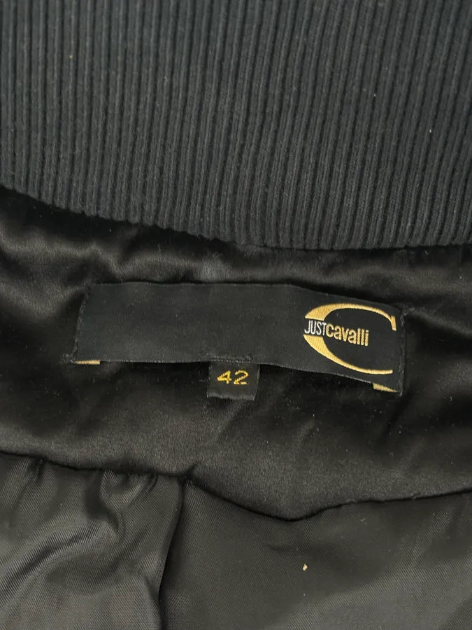 AW2005 Cavalli Black Silk Multi-Pocket Cargo Gun Bomber Jacket KElgwUL 9