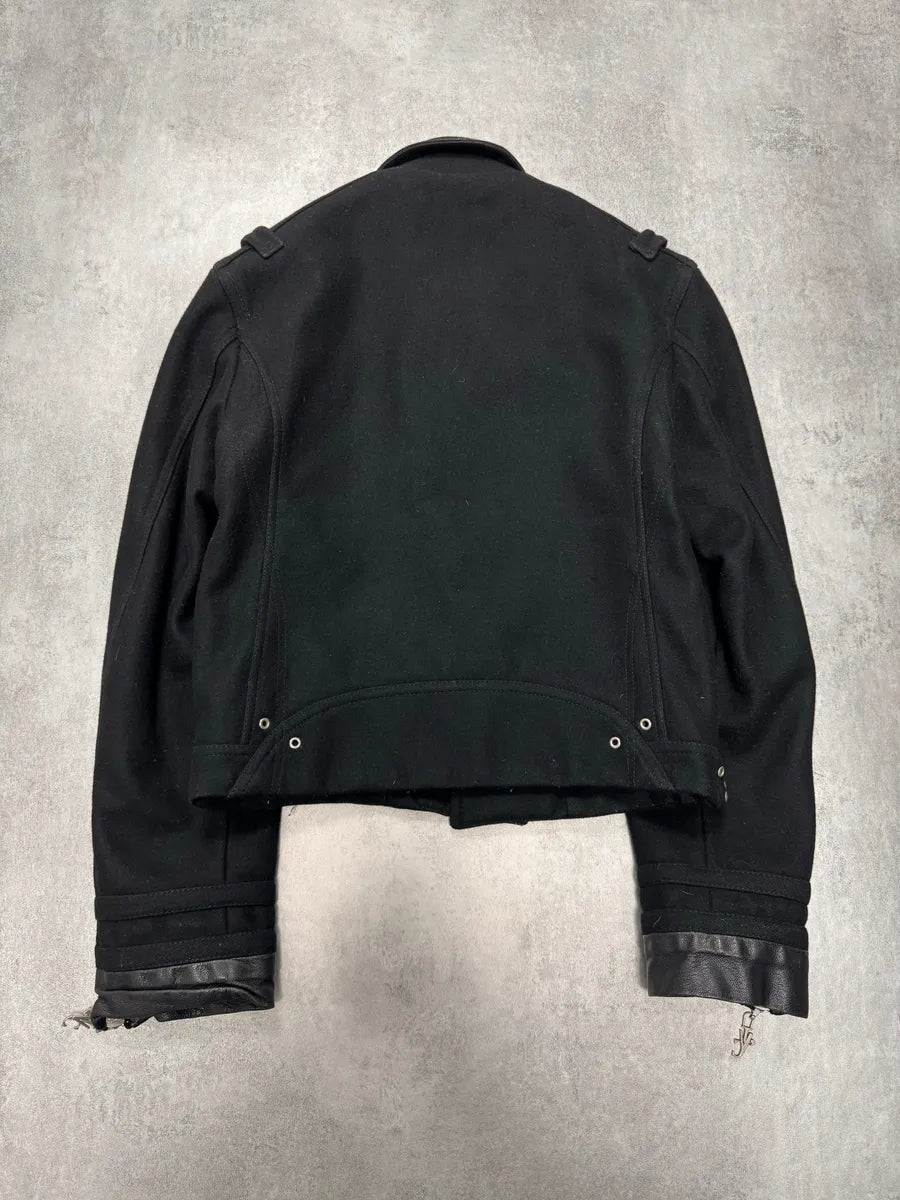 FW2005 Versace Asymmetrical Black Zipped Wool Jacket XRwxcIa 2