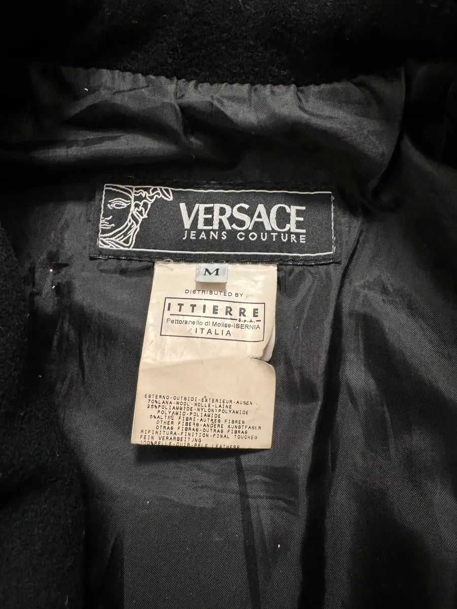 FW2005 Versace Asymmetrical Black Zipped Wool Jacket XRwxcIa 4
