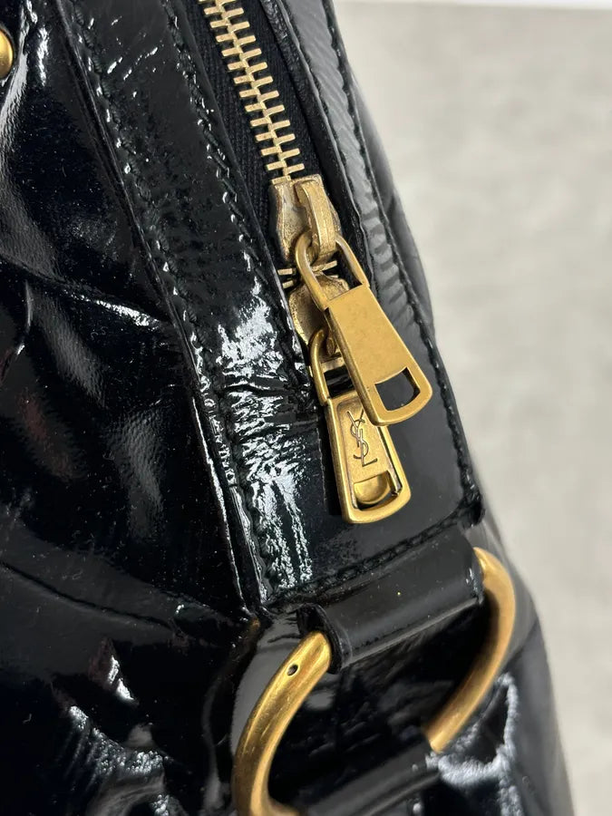 AW2005 Yves Saint Laurent Black Muse Patent Leather Crocodile Effect Bag HTdGqGZ 8
