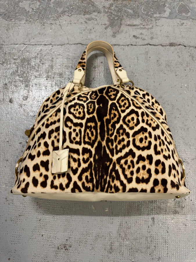 FW2005 Yves Saint Laurent Cream Leopard Print Calf Hair Muse Bag GhfFyqT 0