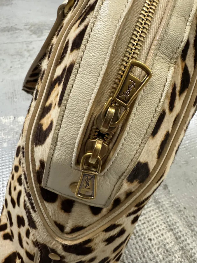 FW2005 Yves Saint Laurent Cream Leopard Print Calf Hair Muse Bag GhfFyqT 12
