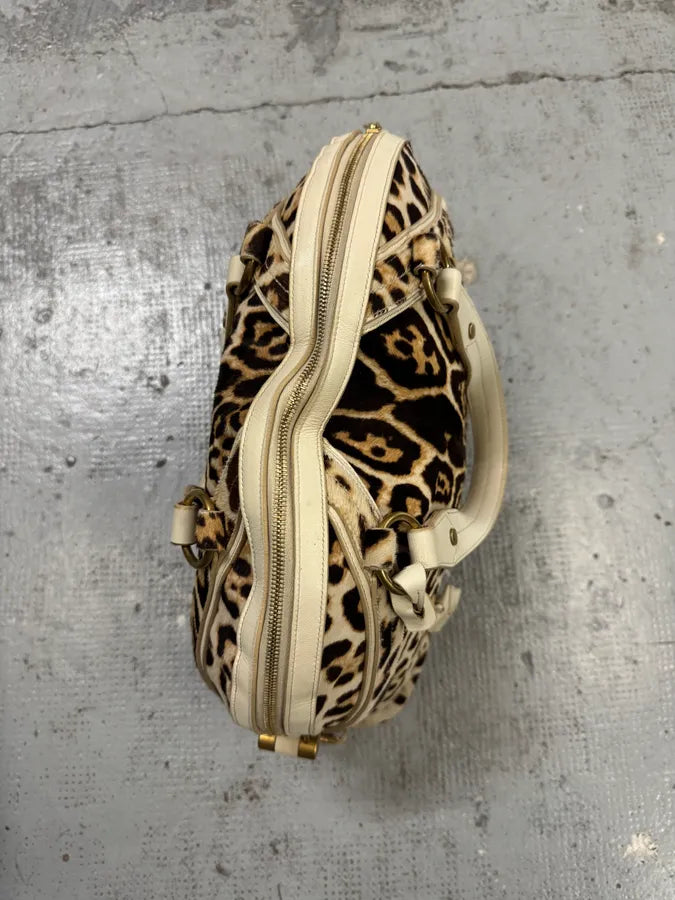 FW2005 Yves Saint Laurent Cream Leopard Print Calf Hair Muse Bag GhfFyqT 3