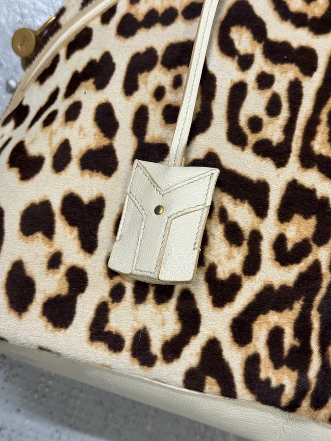 FW2005 Yves Saint Laurent Cream Leopard Print Calf Hair Muse Bag GhfFyqT 5