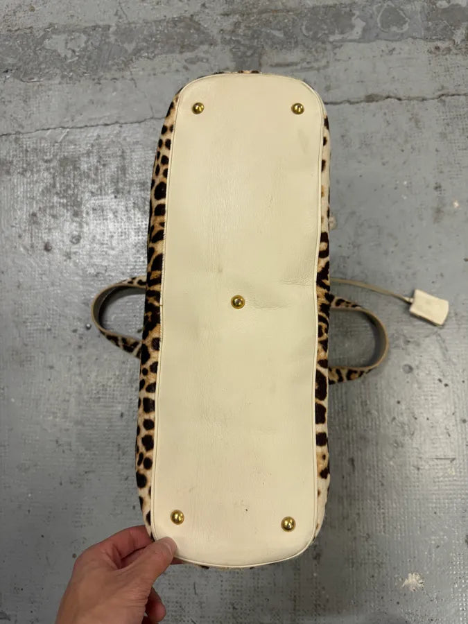 FW2005 Yves Saint Laurent Cream Leopard Print Calf Hair Muse Bag GhfFyqT 8