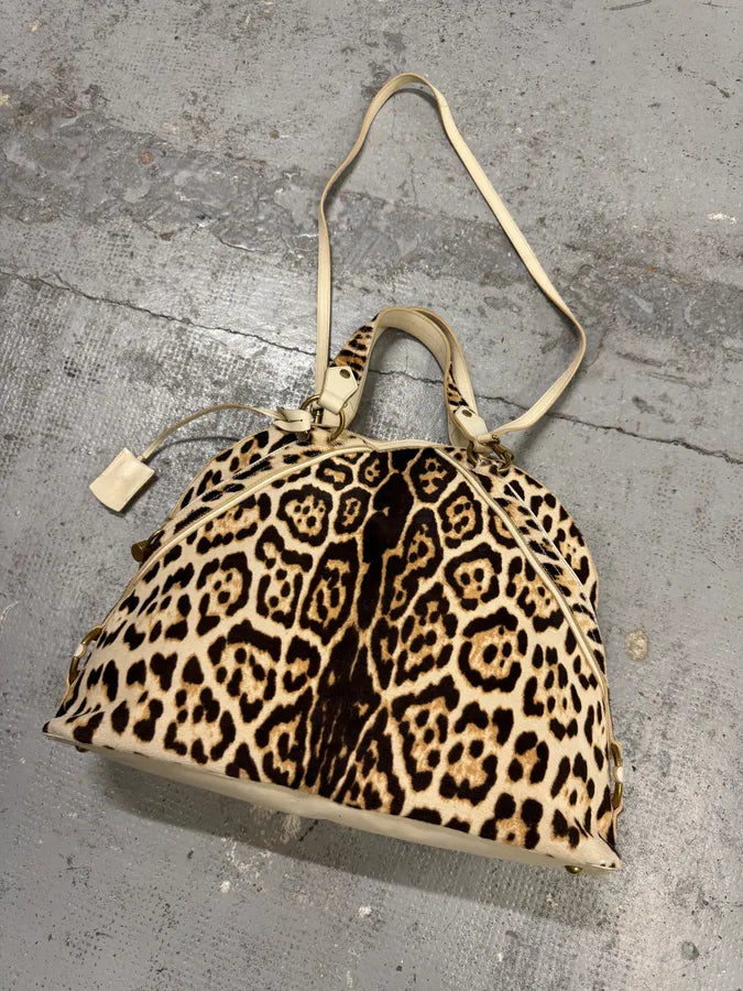 FW2005 Yves Saint Laurent Cream Leopard Print Calf Hair Muse Bag GhfFyqT 9