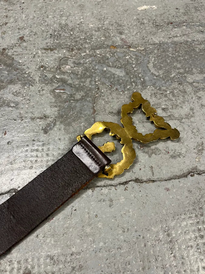 FW2006 Dolce & Gabbana Baroque Golden Buckle Brown Leather Belt BWJRmvw 7