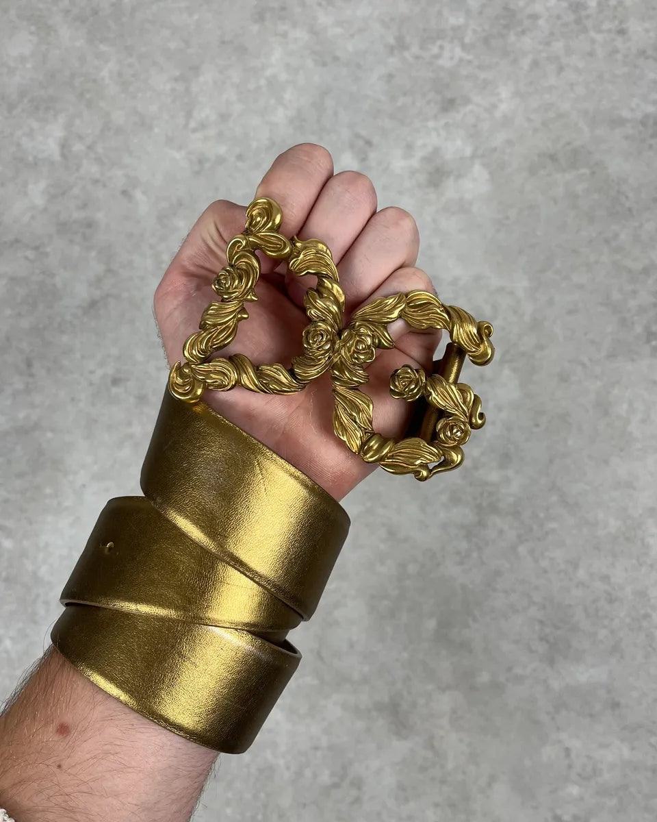 FW2006 Dolce & Gabbana Baroque Golden Buckle Leather Belt aWhvssl 1