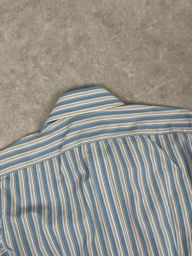 FW2006 Dolce & Gabbana Blue Striped Officer Napoleon Shirt AIzVnBW 7