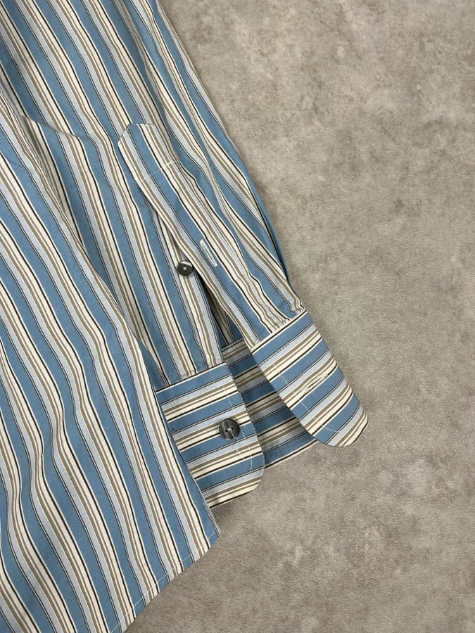 FW2006 Dolce & Gabbana Blue Striped Officer Napoleon Shirt AIzVnBW 10