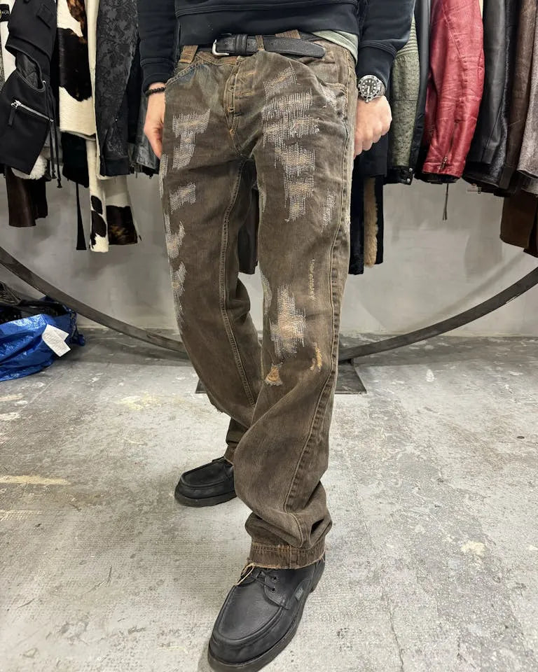 FW2006 Dolce & Gabbana Distressed Grey Relaxed Denim Jeans (XL) 0