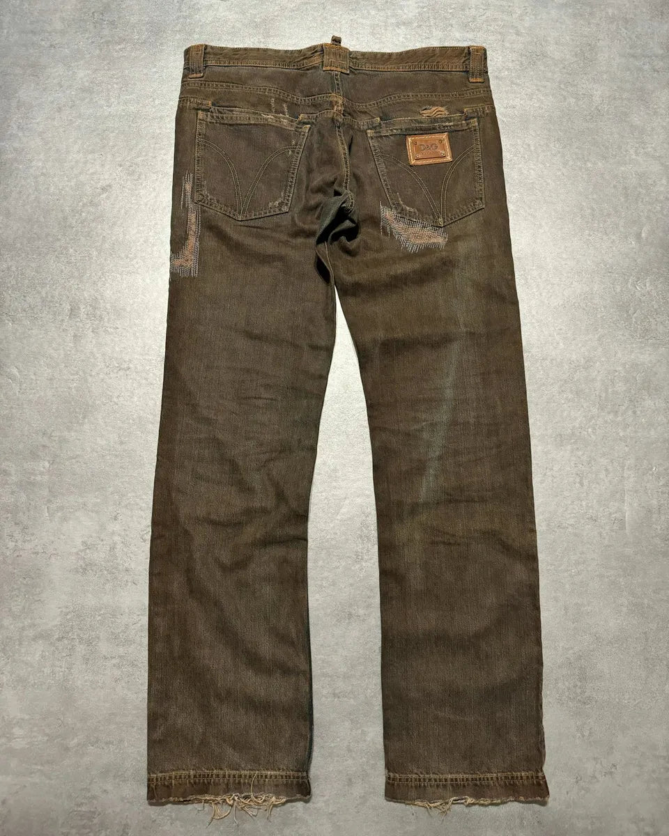FW2006 Dolce & Gabbana Distressed Grey Relaxed Denim Jeans (XL) 10