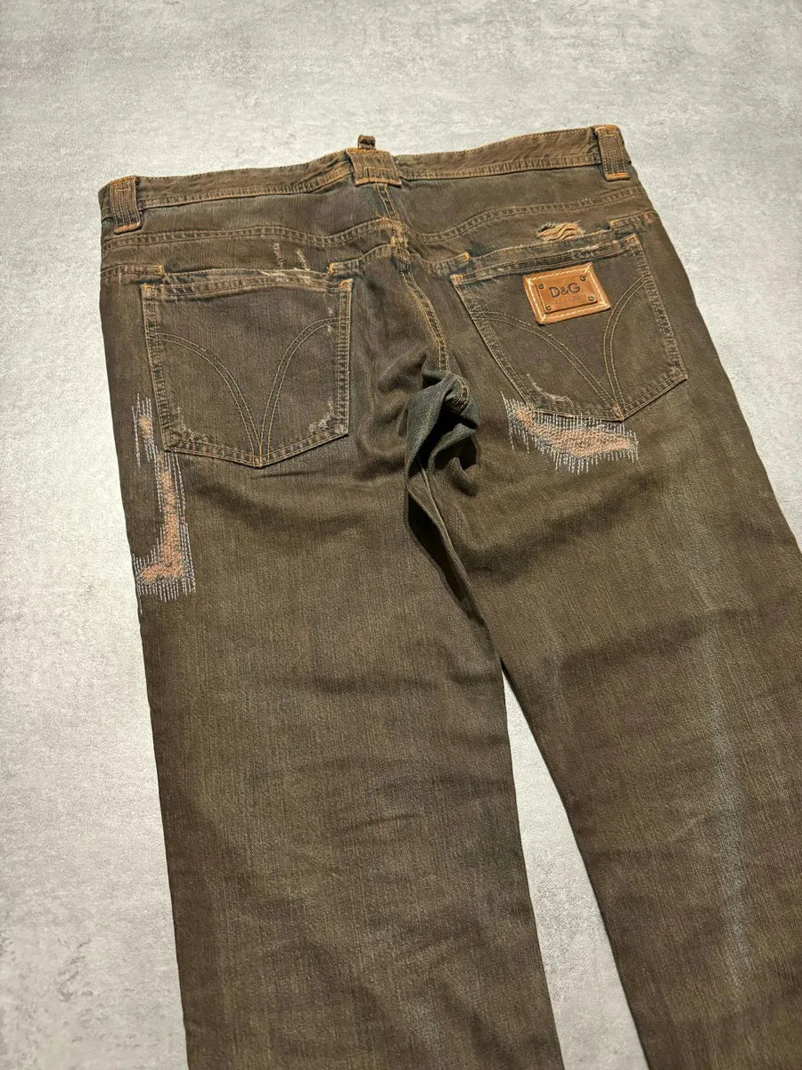 FW2006 Dolce & Gabbana Distressed Grey Relaxed Denim Jeans (XL) 11